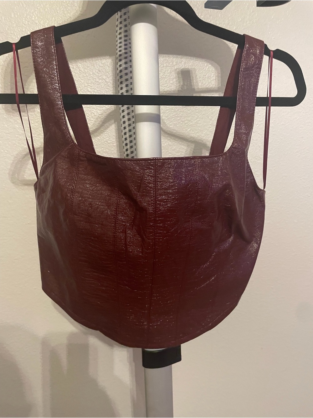 Faux Leather Cropped Top